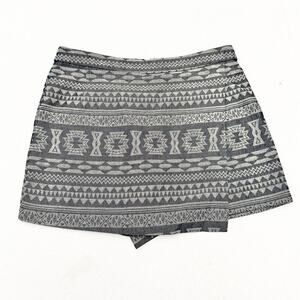 1 State Geometric Patterned Blue Denim Skort Skirt Size Medium